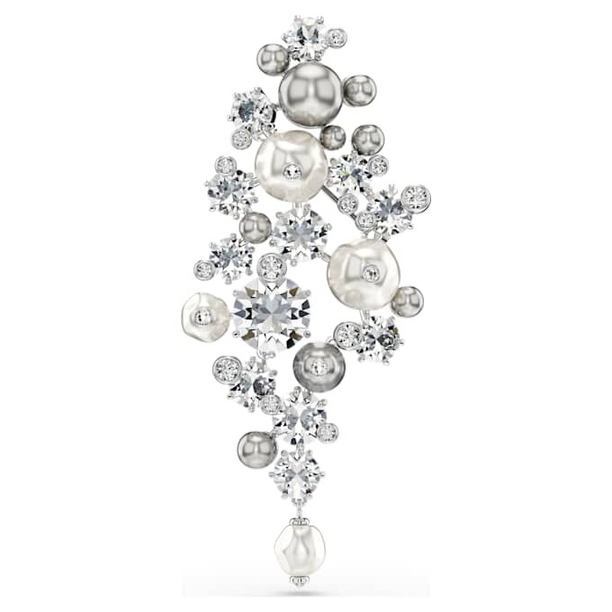 Constella-Brosche „Crystal Pearl“, runder Schliff, weiß, rhodiniert Constella-Brosche „Crystal Pearl“, runder Schliff, weiß, rhodiniert