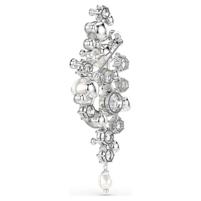 Constella-Brosche „Crystal Pearl“, runder Schliff, weiß, rhodiniert Constella-Brosche „Crystal Pearl“, runder Schliff, weiß, rhodiniert