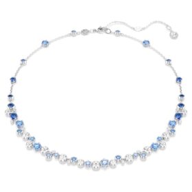 Constella-Halskette mit gemischten Schliffen, blau, rhodiniert