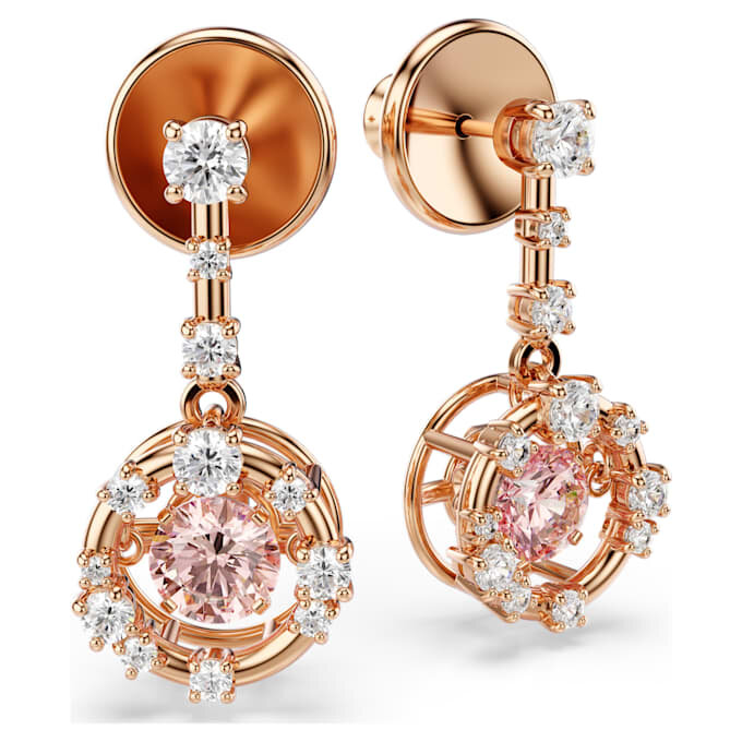 Constella-Ohrringe mit rundem Schliff, Dancing Stone, rosa, roségoldfarben plattiert Constella-Ohrringe mit rundem Schliff, Dancing Stone, rosa, roségoldfarben plattiert