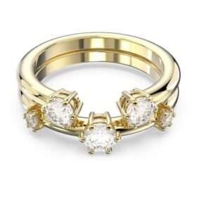 Constella-Ring-Set (2), Rundschliff, Weiß, vergoldet