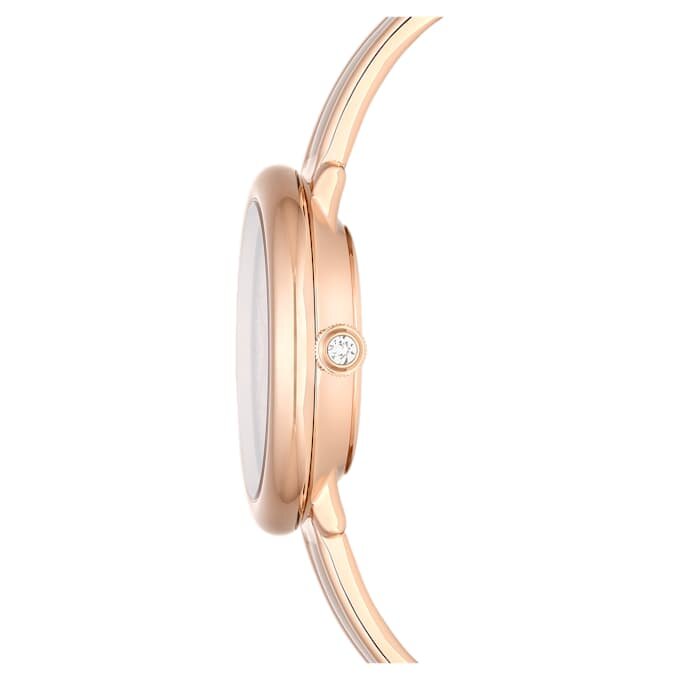 Crystalline-Armbanduhr „Swiss Made“, Metallarmband, beige, roségoldfarbenes Finish Crystalline-Armbanduhr „Swiss Made“, Metallarmband, beige, roségoldfarbenes Finish