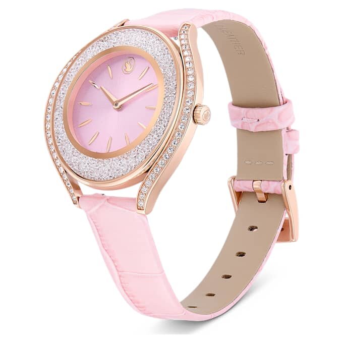 Crystalline Aura Uhr, Swiss Made, Lederarmband, Rosa, roségoldfarbenes Finish Crystalline Aura Uhr, Swiss Made, Lederarmband, Rosa, roségoldfarbenes Finish