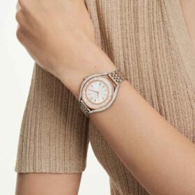 Crystalline Aura Uhr, Swiss Made, Metallarmband, Roségold-Farbton, gemischte Metalloberfläche
