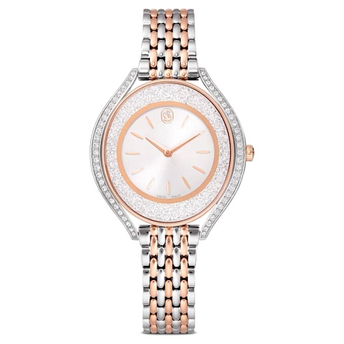 Crystalline Aura Uhr, Swiss Made, Metallarmband, Roségold-Farbton, gemischte Metalloberfläche Crystalline Aura Uhr, Swiss Made, Metallarmband, Roségold-Farbton, gemischte Metalloberfläche