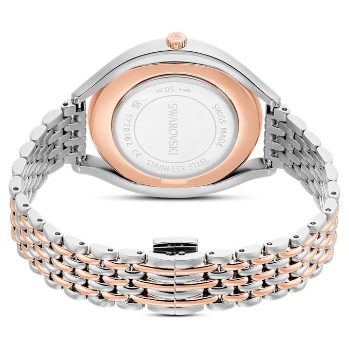 Crystalline Aura Uhr, Swiss Made, Metallarmband, Roségold-Farbton, gemischte Metalloberfläche Crystalline Aura Uhr, Swiss Made, Metallarmband, Roségold-Farbton, gemischte Metalloberfläche