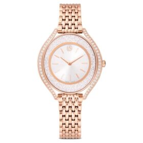 Crystalline Aura Uhr, Swiss Made, Metallarmband, Roségold-Farbton, roségoldfarbene Oberfläche