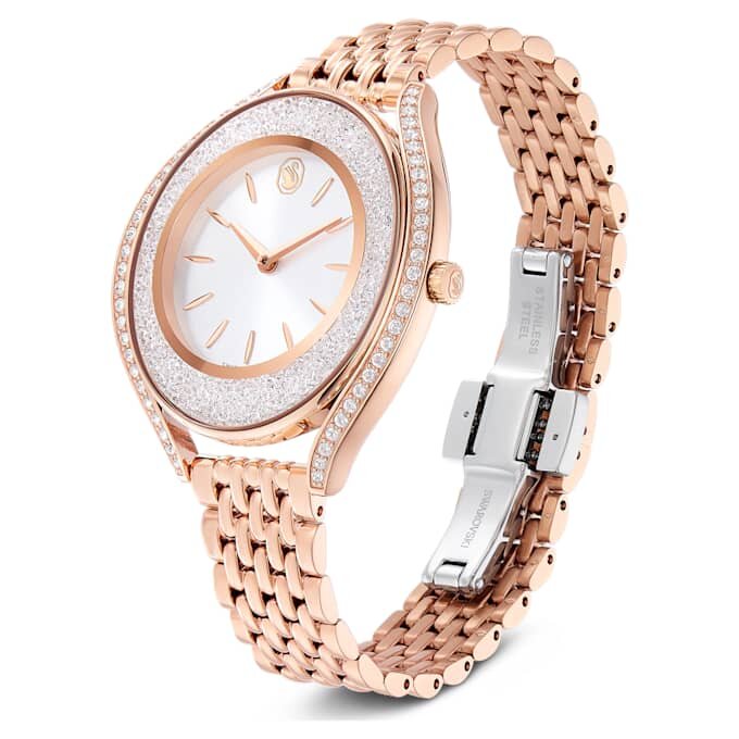 Crystalline Aura Uhr, Swiss Made, Metallarmband, Roségold-Farbton, roségoldfarbene Oberfläche Crystalline Aura Uhr, Swiss Made, Metallarmband, Roségold-Farbton, roségoldfarbene Oberfläche