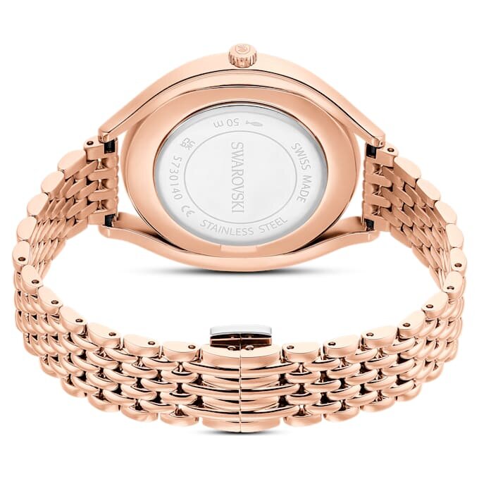 Crystalline Aura Uhr, Swiss Made, Metallarmband, Roségold-Farbton, roségoldfarbene Oberfläche Crystalline Aura Uhr, Swiss Made, Metallarmband, Roségold-Farbton, roségoldfarbene Oberfläche
