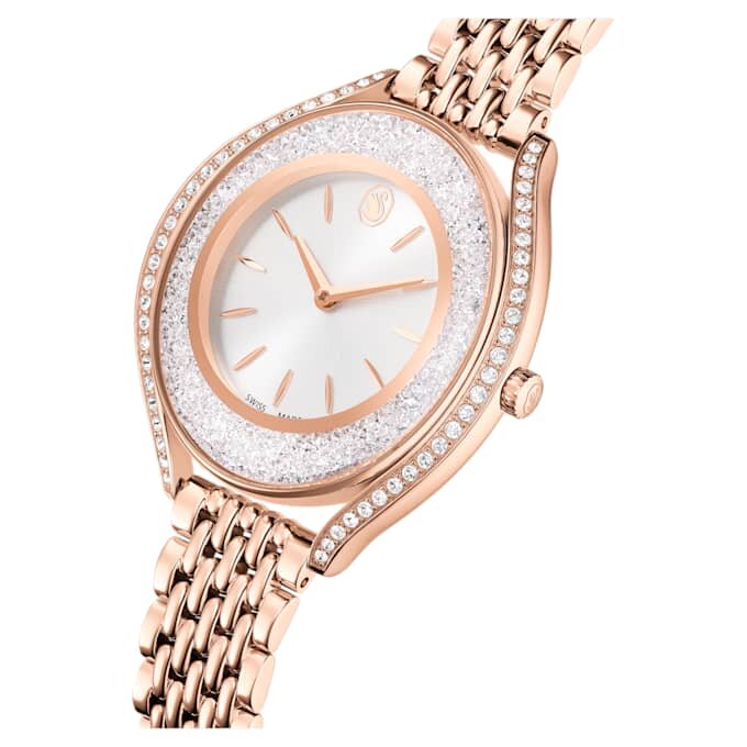Crystalline Aura Uhr, Swiss Made, Metallarmband, Roségold-Farbton, roségoldfarbene Oberfläche Crystalline Aura Uhr, Swiss Made, Metallarmband, Roségold-Farbton, roségoldfarbene Oberfläche