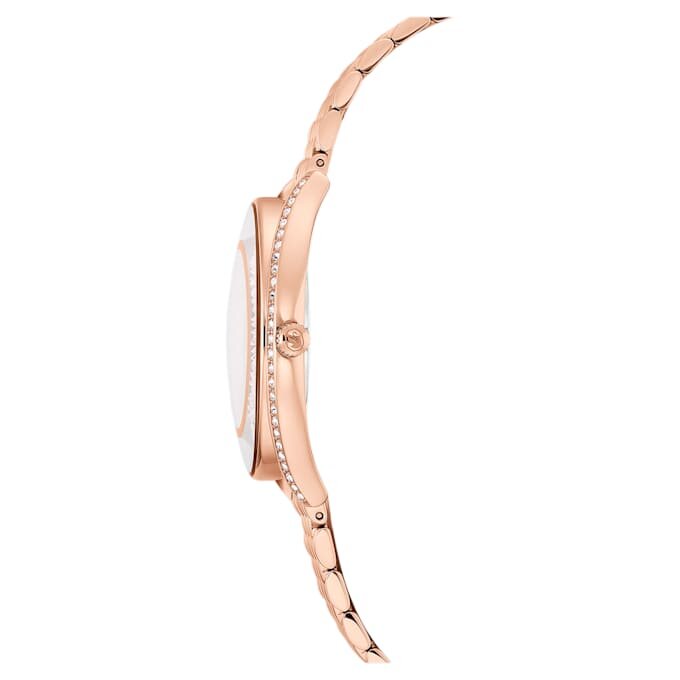 Crystalline Aura Uhr, Swiss Made, Metallarmband, Roségold-Farbton, roségoldfarbene Oberfläche Crystalline Aura Uhr, Swiss Made, Metallarmband, Roségold-Farbton, roségoldfarbene Oberfläche