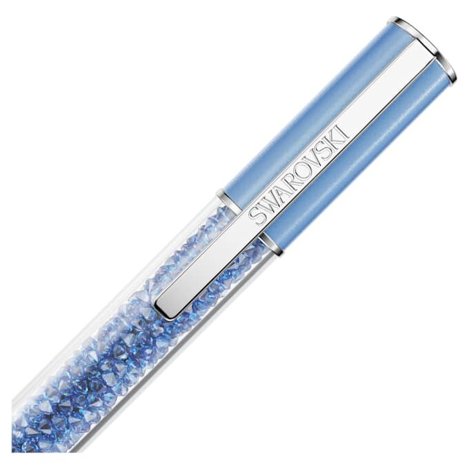 Crystalline Kugelschreiber mit „Recreated™“-Kristallen, blau, blau lackiert, verchromt Crystalline Kugelschreiber mit „Recreated™“-Kristallen, blau, blau lackiert, verchromt