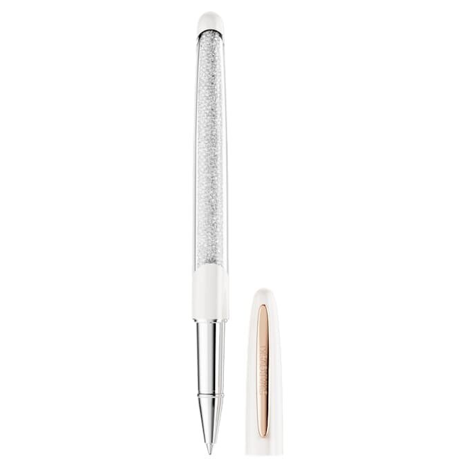 Crystalline-Rollerball-Stift, weiß, roségoldfarben plattiert Crystalline-Rollerball-Stift, weiß, roségoldfarben plattiert