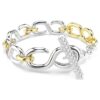 Dextera-Armband mit rundem Schliff, T-Steg, weiß, Metallmix-Finish
