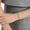 Dextera-Armband mit rundem Schliff, weiß, rhodiniert