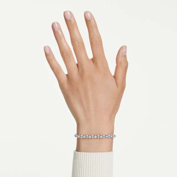 Dextera-Armband mit Rundschliff, weiß, Edelstahl Dextera-Armband mit Rundschliff, weiß, Edelstahl