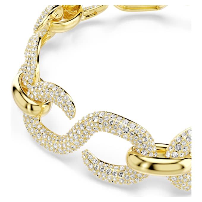 Dextera-Halsband mit rundgeschliffenen Kristallen, weiß, vergoldet Dextera-Halsband mit rundgeschliffenen Kristallen, weiß, vergoldet