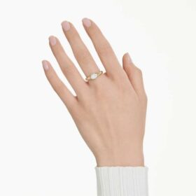 Dextera-Ring mit gemischten Schliffen, weiß, vergoldet