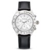 Dextera Tachymeter-Uhr Swiss Made, Lederarmband, silberfarben, Edelstahl