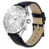 Dextera Tachymeter-Uhr Swiss Made, Lederarmband, silberfarben, Edelstahl
