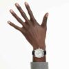 Dextera Tachymeter-Uhr Swiss Made, Lederarmband, silberfarben, Edelstahl