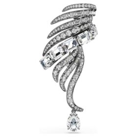 Die Brosche „Feather“ aus der Vienna Collection, weiß, rutheniumbeschichtet