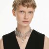 Die Vienna Collection Choker Feather, Weiß, rutheniumbeschichtet