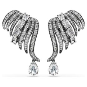 Die Vienna Collection Ohrklemmen „Feather“, Weiß, rutheniumbeschichtet