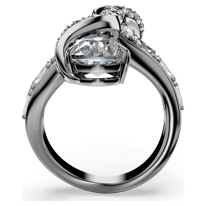 Die Vienna-Kollektion: Offener Ring „Feather“, weiß, rutheniumbeschichtet Die Vienna-Kollektion: Offener Ring „Feather“, weiß, rutheniumbeschichtet