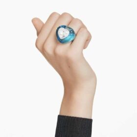 Dulcis Cocktailring, Herzschliff, Pavé, Herz, Blau