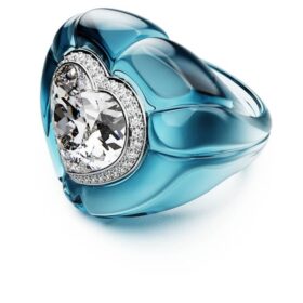 Dulcis Cocktailring, Herzschliff, Pavé, Herz, Blau