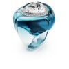 Dulcis Cocktailring, Herzschliff, Pavé, Herz, Blau