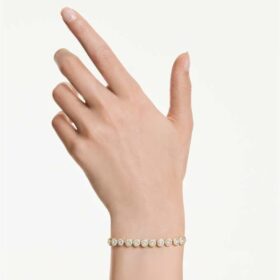 Ein Angelic Armband mit Rundschliff, weiß, goldfarben plattiert