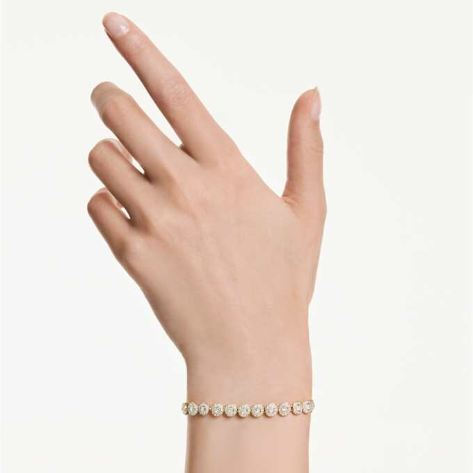 Ein Angelic Armband mit Rundschliff, weiß, goldfarben plattiert Ein Angelic Armband mit Rundschliff, weiß, goldfarben plattiert