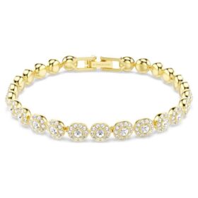 Ein Angelic Armband mit Rundschliff, weiß, goldfarben plattiert
