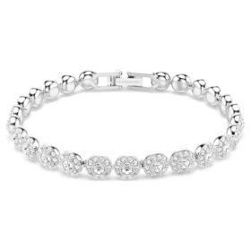 Ein Angelic Armband, Rundschliff, klein, weiß, rhodiniert