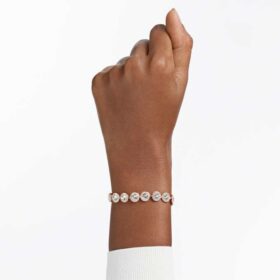 Ein Angelic Armband, Rundschliff, Pavé, mittelgroß, weiß, roségoldfarben plattiert