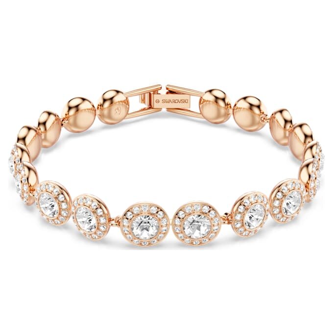 Ein Angelic Armband, Rundschliff, Pavé, mittelgroß, weiß, roségoldfarben plattiert Ein Angelic Armband, Rundschliff, Pavé, mittelgroß, weiß, roségoldfarben plattiert
