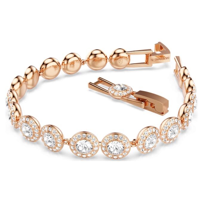 Ein Angelic Armband, Rundschliff, Pavé, mittelgroß, weiß, roségoldfarben plattiert Ein Angelic Armband, Rundschliff, Pavé, mittelgroß, weiß, roségoldfarben plattiert