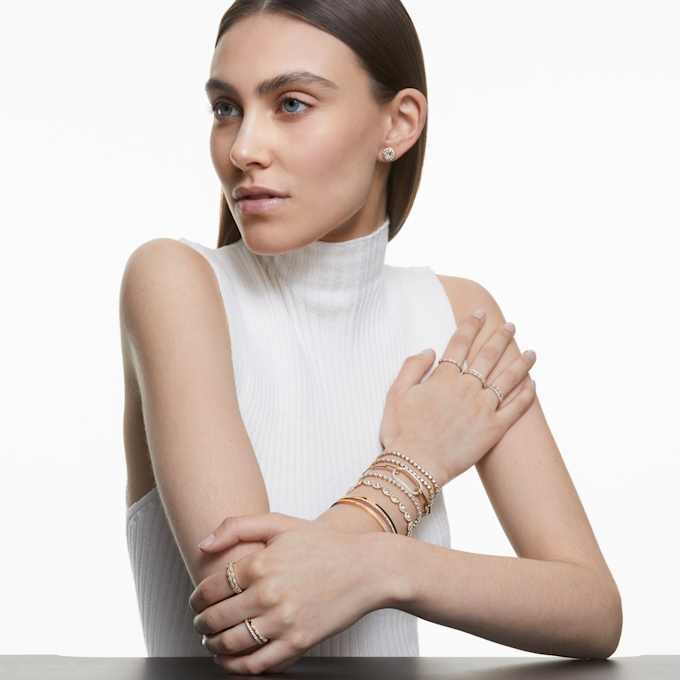 Ein Angelic Armband, Rundschliff, Pavé, mittelgroß, weiß, roségoldfarben plattiert Ein Angelic Armband, Rundschliff, Pavé, mittelgroß, weiß, roségoldfarben plattiert