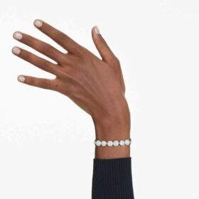 Ein Angelic Armband, Rundschliff, Weiß, rhodiniert
