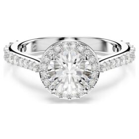 Eine Angelic Ring, Rundschliff, Weiß, silberfarben