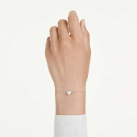Eternity-Armband mit im Labor gezüchteten Diamanten, 0,5 Karat insgesamt, Herzform, Sterlingsilber