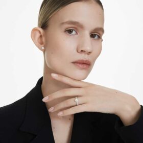 Eternity-Halo-Ohrringe mit im Labor gezüchteten Diamanten, 0,45 Karat insgesamt, runde Form, Sterlingsilber