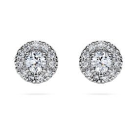 Eternity-Halo-Ohrringe mit im Labor gezüchteten Diamanten, 0,45 Karat insgesamt, runde Form, Sterlingsilber