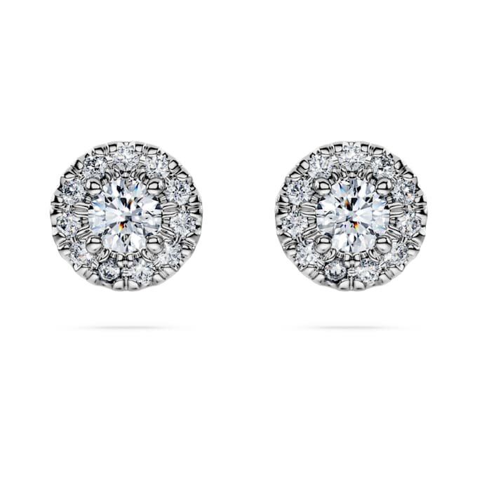 Eternity-Halo-Ohrringe mit im Labor gezüchteten Diamanten, 0,45 Karat insgesamt, runde Form, Sterlingsilber Eternity-Halo-Ohrringe mit im Labor gezüchteten Diamanten, 0,45 Karat insgesamt, runde Form, Sterlingsilber