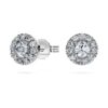Eternity-Halo-Ohrringe mit im Labor gezüchteten Diamanten, 0,45 Karat insgesamt, runde Form, Sterlingsilber Eternity-Halo-Ohrringe mit im Labor gezüchteten Diamanten, 0,45 Karat insgesamt, runde Form, Sterlingsilber