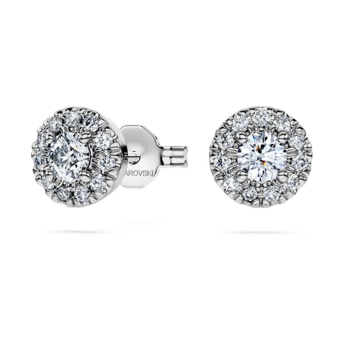 Eternity-Halo-Ohrringe mit im Labor gezüchteten Diamanten, 0,45 Karat insgesamt, runde Form, Sterlingsilber Eternity-Halo-Ohrringe mit im Labor gezüchteten Diamanten, 0,45 Karat insgesamt, runde Form, Sterlingsilber