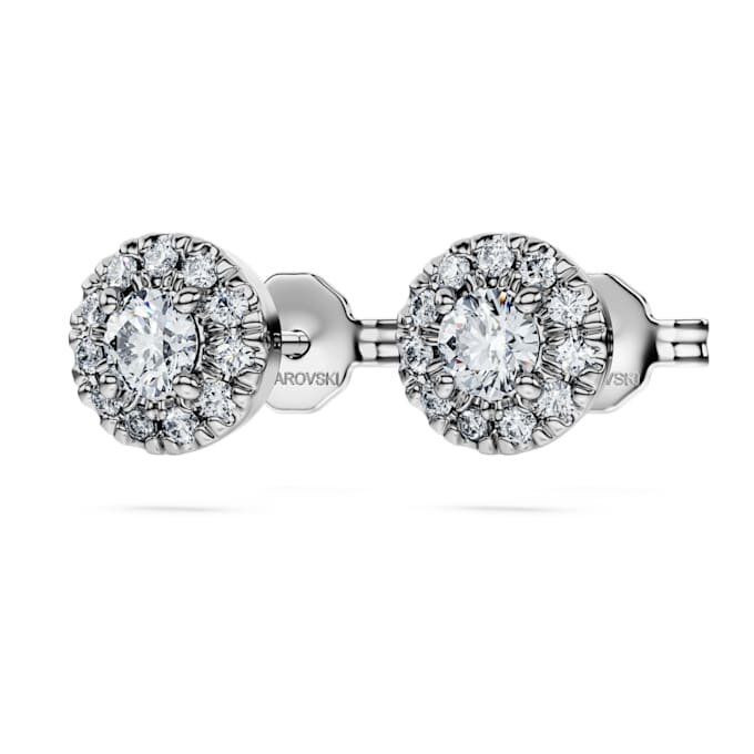Eternity-Halo-Ohrringe mit im Labor gezüchteten Diamanten, 0,45 Karat insgesamt, runde Form, Sterlingsilber Eternity-Halo-Ohrringe mit im Labor gezüchteten Diamanten, 0,45 Karat insgesamt, runde Form, Sterlingsilber