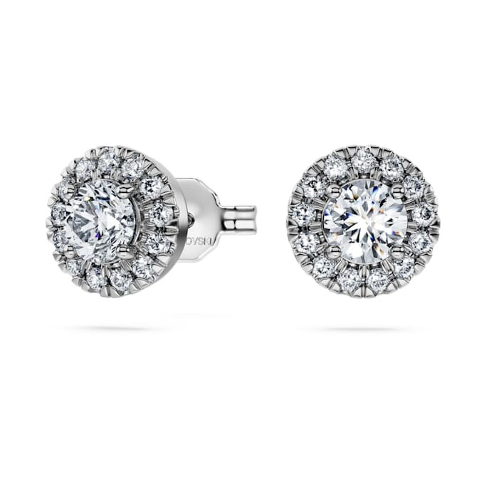Eternity-Halo-Ohrringe mit im Labor gezüchteten Diamanten, 0,75 Karat insgesamt, runde Form, 14 Karat Weißgold Eternity-Halo-Ohrringe mit im Labor gezüchteten Diamanten, 0,75 Karat insgesamt, runde Form, 14 Karat Weißgold